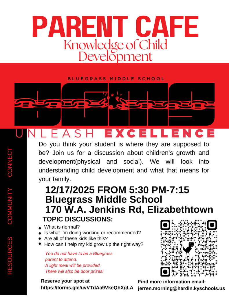 Bluegrass Parent Cafe. 5:30pm at Bluegrass Middle School