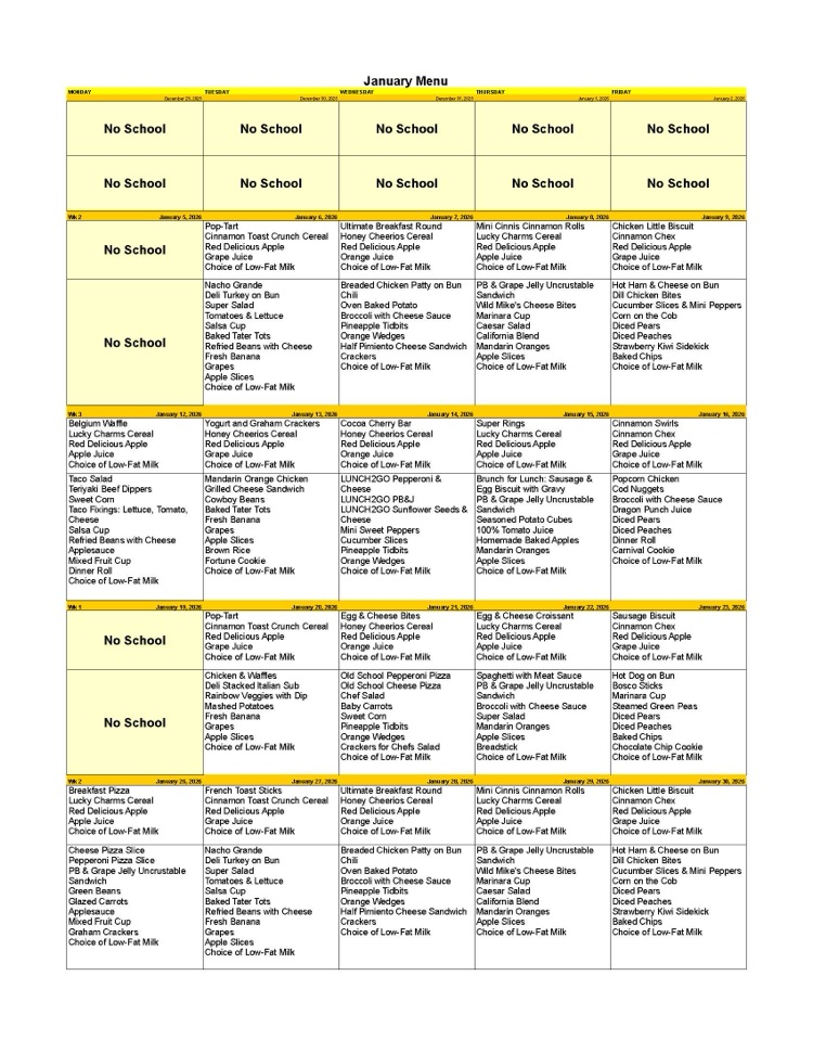 January Menu