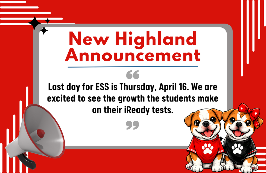 Final day for ESS is this Thursday, April 16. We are excited to see the growth the students make on their iReady tests.