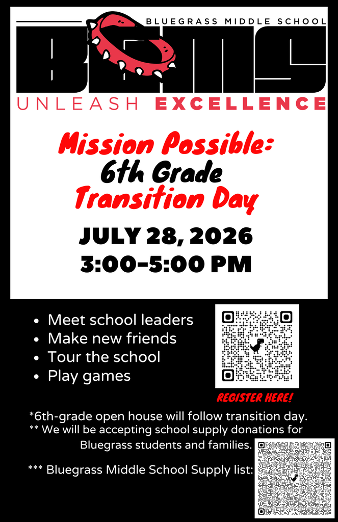 Transition Program for 6th grade starts at 3pm.