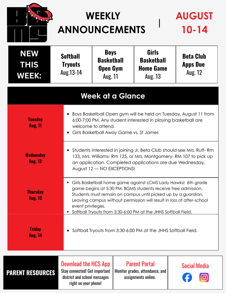 Weekly Announcements