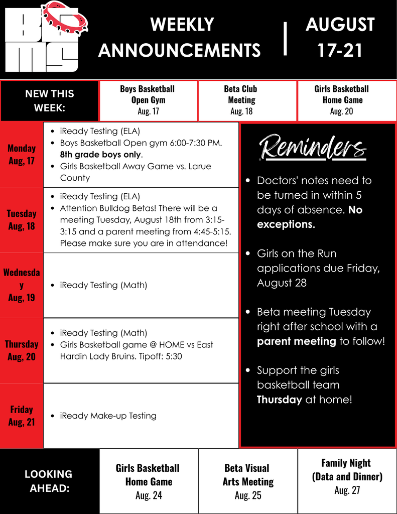 Weekly Announcements