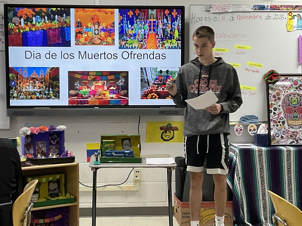 As part of dia de los , students created their own personal altars  representing a deceased loved one. They presented them to the class. They did a great job. 
