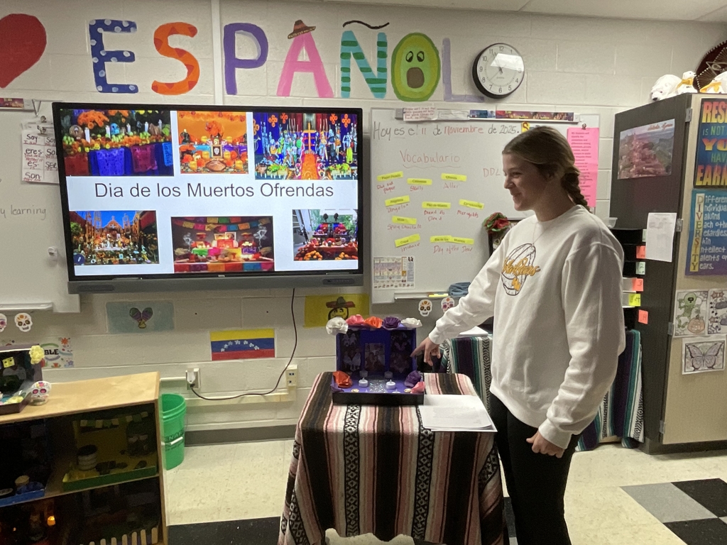 As part of dia de los , students created their own personal altars  representing a deceased loved one. They presented them to the class. They did a great job. 