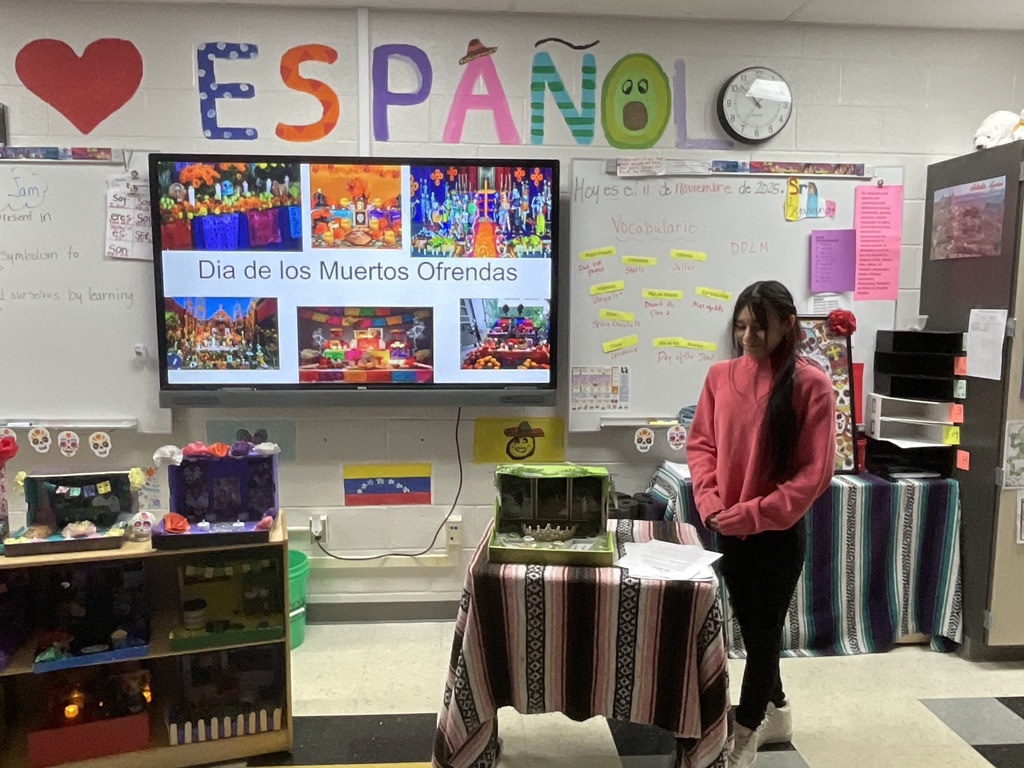 As part of dia de los , students created their own personal altars  representing a deceased loved one. They presented them to the class. They did a great job. 
