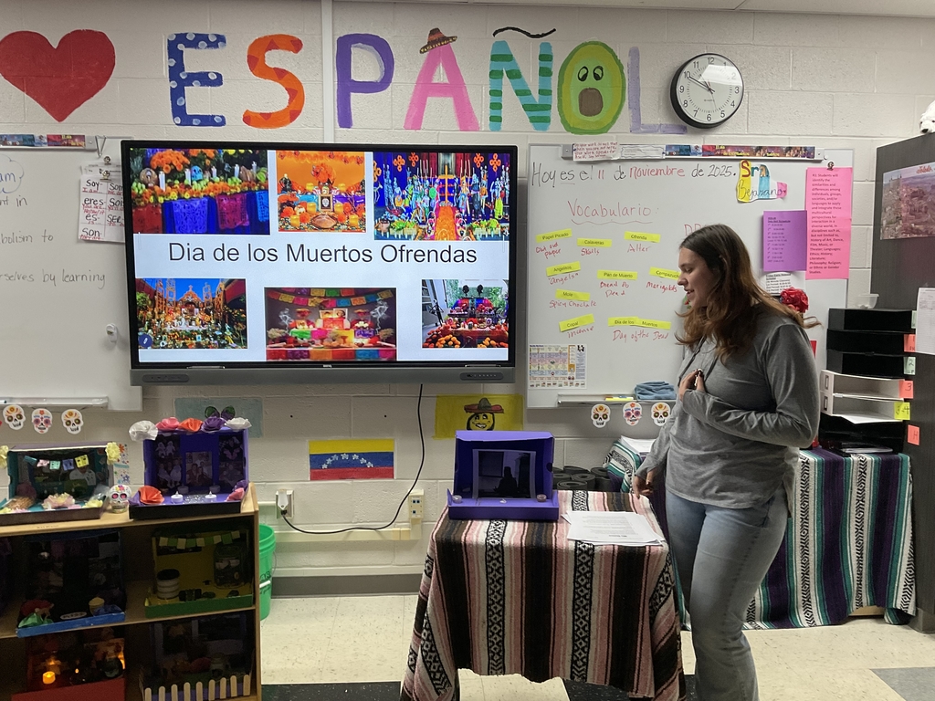 As part of dia de los , students created their own personal altars  representing a deceased loved one. They presented them to the class. They did a great job. 