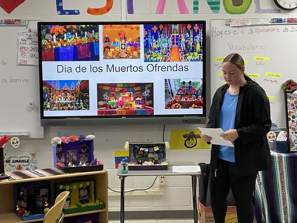 As part of dia de los , students created their own personal altars  representing a deceased loved one. They presented them to the class. They did a great job. 