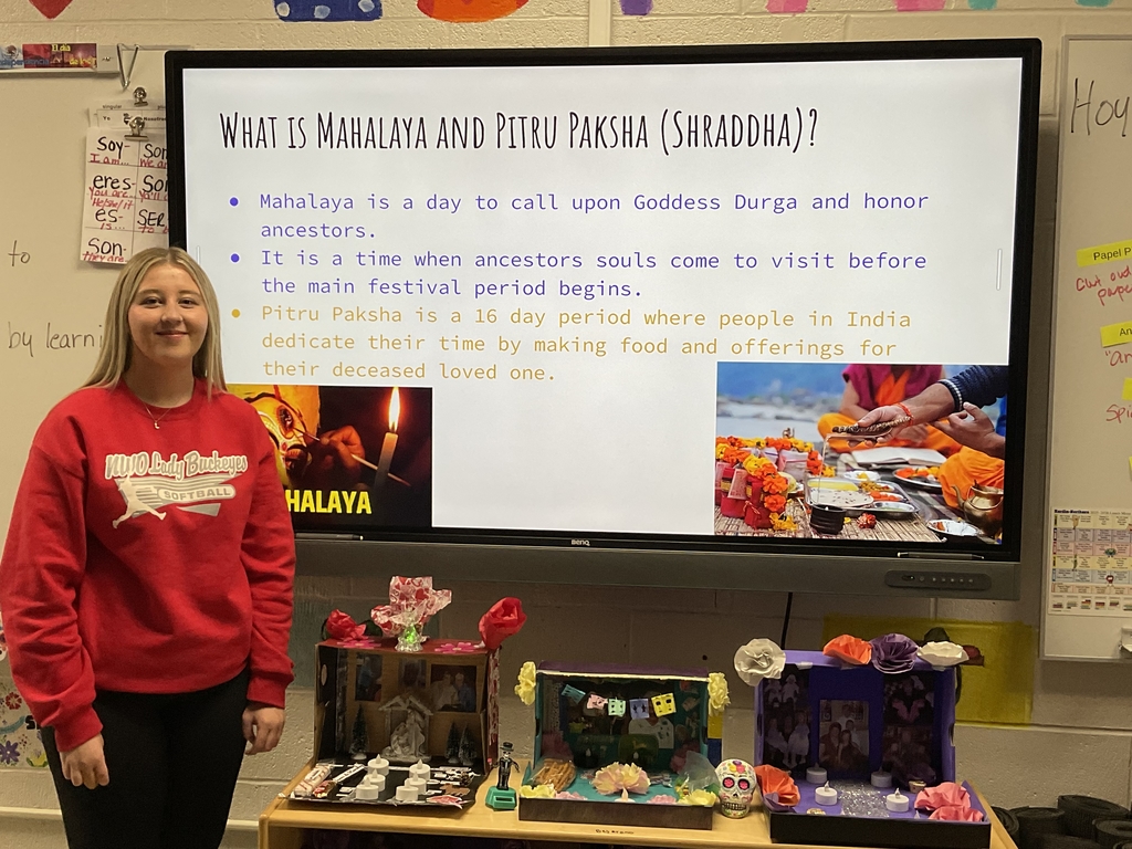 Our Spanish students have been diving deep into cultural learning! 🌍💀    This week, they researched and compared Día de los Muertos with similar celebrations around the world. Through their findings, they discovered fascinating traditions from countries such as Spain, Brazil, Guatemala, India, the Philippines, El Salvador, and Ireland.    Students then presented what they learned to the class and did a fantastic job showcasing the unique ways different cultures honor and remember loved ones.    Way to go, students! We’re proud of your hard work and curiosity.