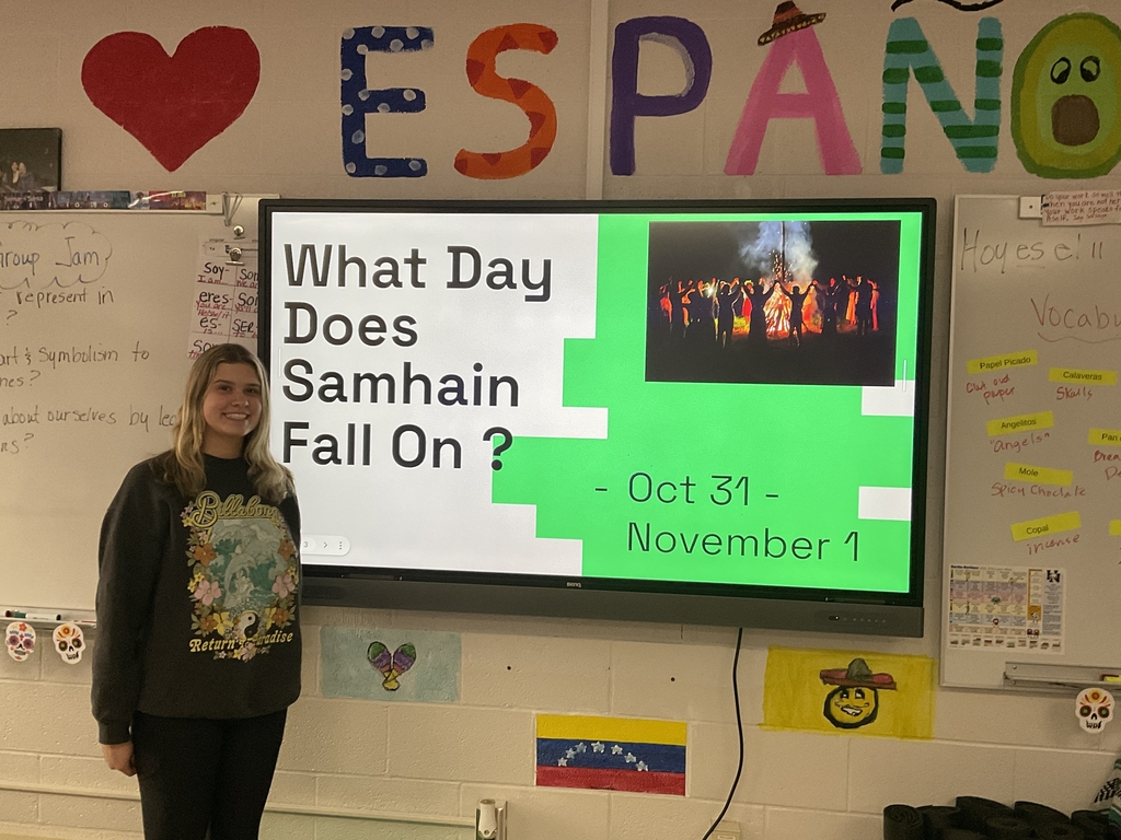 Our Spanish students have been diving deep into cultural learning! 🌍💀    This week, they researched and compared Día de los Muertos with similar celebrations around the world. Through their findings, they discovered fascinating traditions from countries such as Spain, Brazil, Guatemala, India, the Philippines, El Salvador, and Ireland.    Students then presented what they learned to the class and did a fantastic job showcasing the unique ways different cultures honor and remember loved ones.    Way to go, students! We’re proud of your hard work and curiosity.