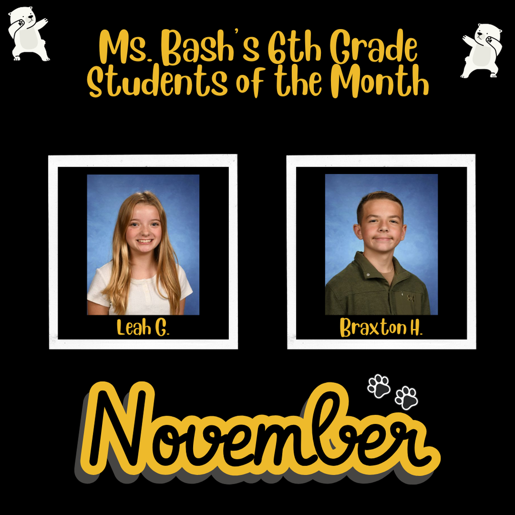 Ms. Bash's students of the month