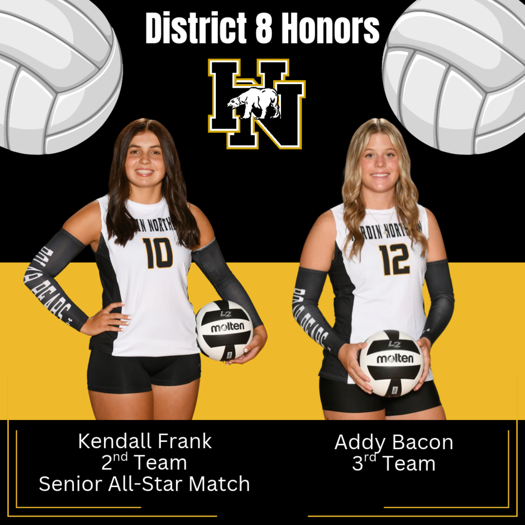 District 8 Honors for Hardin Northern Volleyball Players