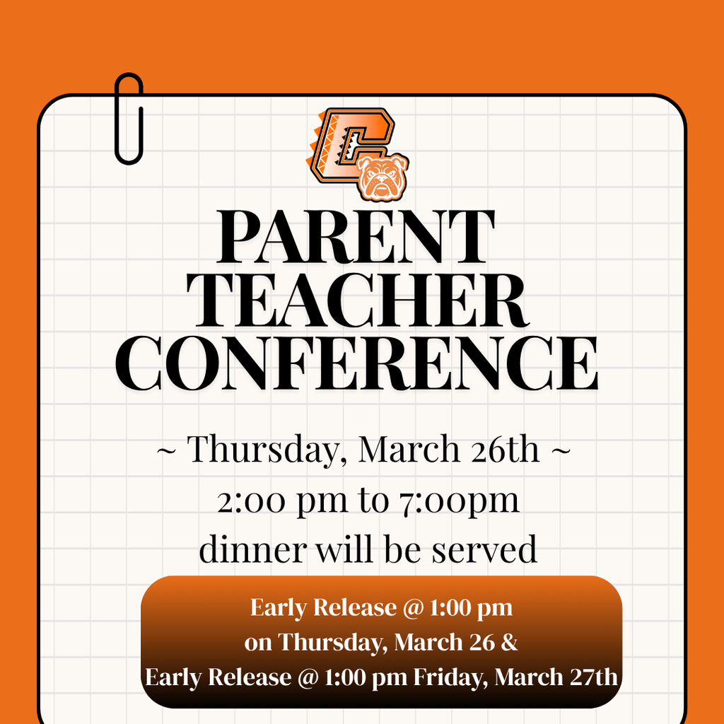 Crow Agency Public School Parent Teacher Conferences will be held on Thursday, March 26th from 2 pm - 7 pm