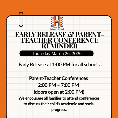Please note the following schedule updates Thursday, March 26, 2026 Early Release at 1:00 PM for all schools Parent-Teacher Conferences from 200 PM – 700 PM (doors open at 200 PM) We encourage all
