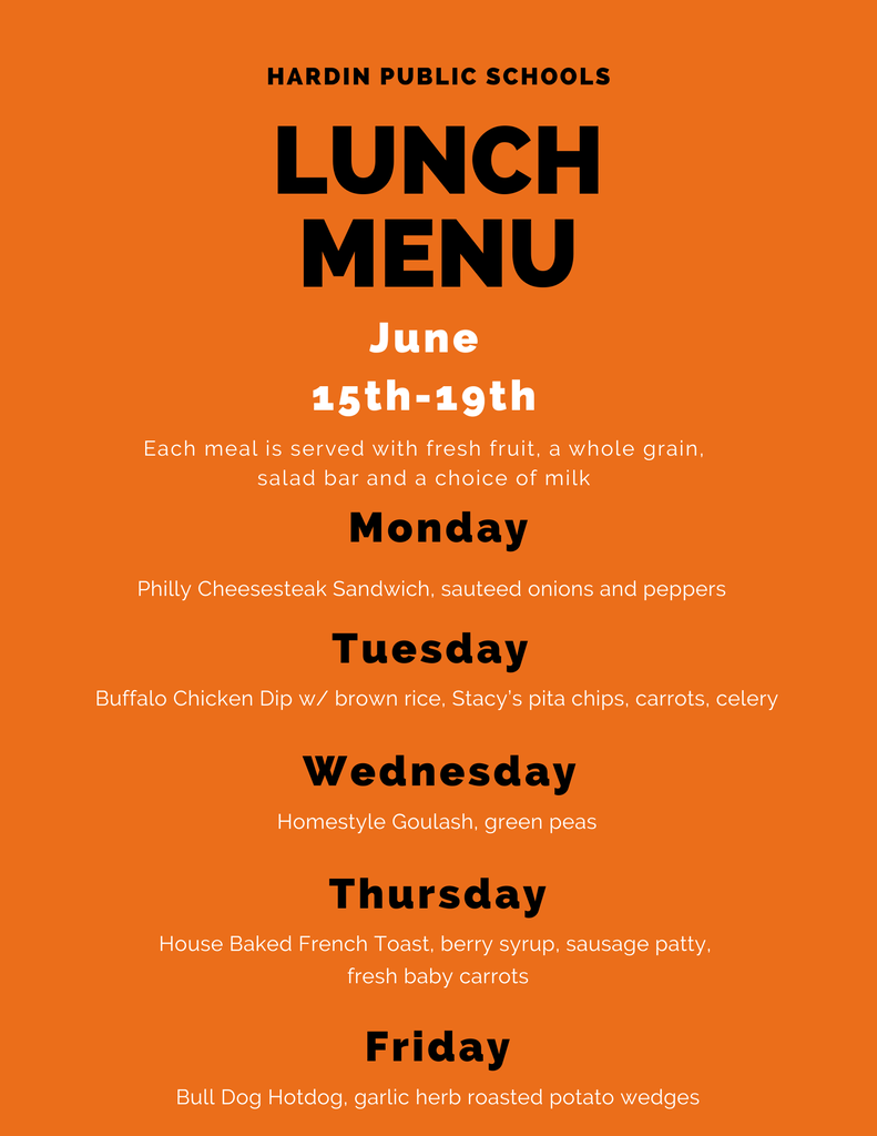 Summer Foods Lunch Menu