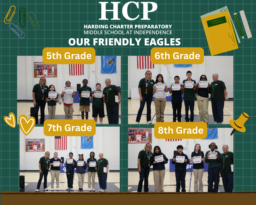 Student pose for a photo op celebrating their Rising Eagle Award