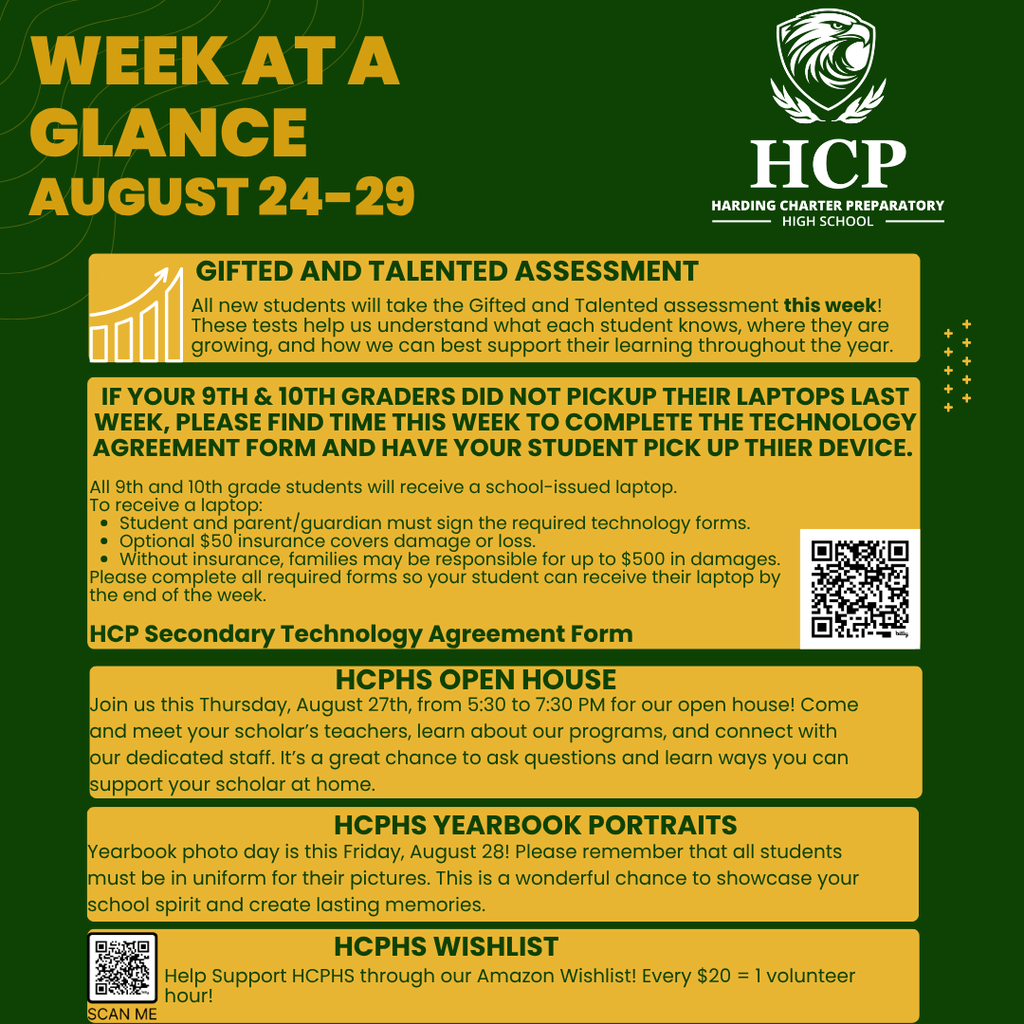 HCPHS Week at a Glance Aug. 24-29
