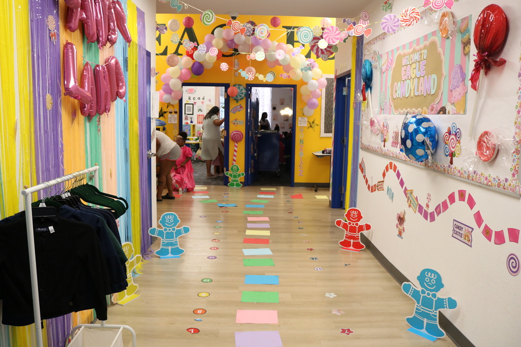 Hallways decorated as the Candy Land Board Game