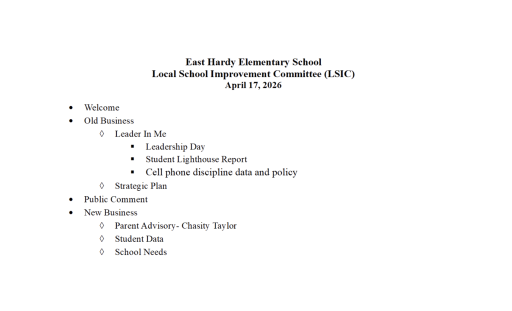 LSIC meeting agenda