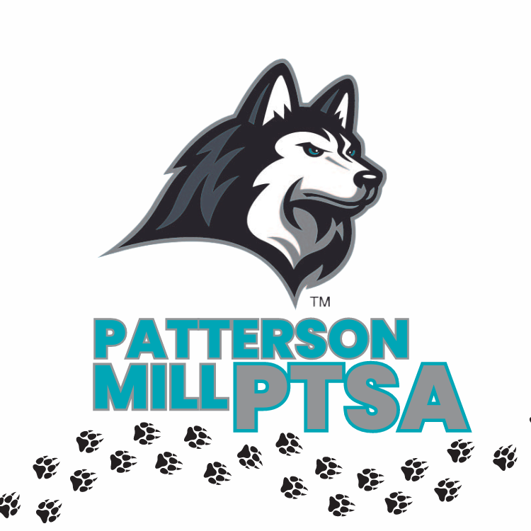 PTSA Logo of Husky with paw prints
