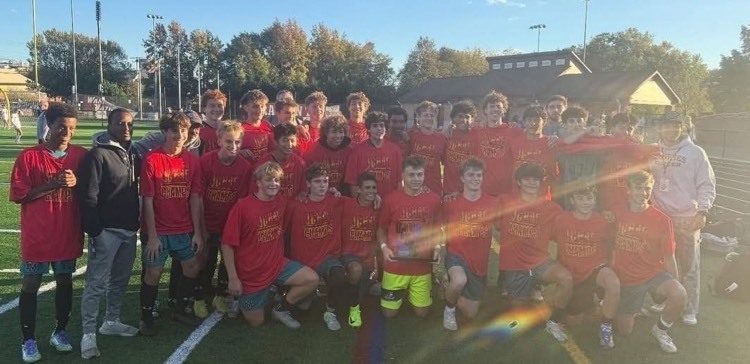 Group of soccer players in champion shirts