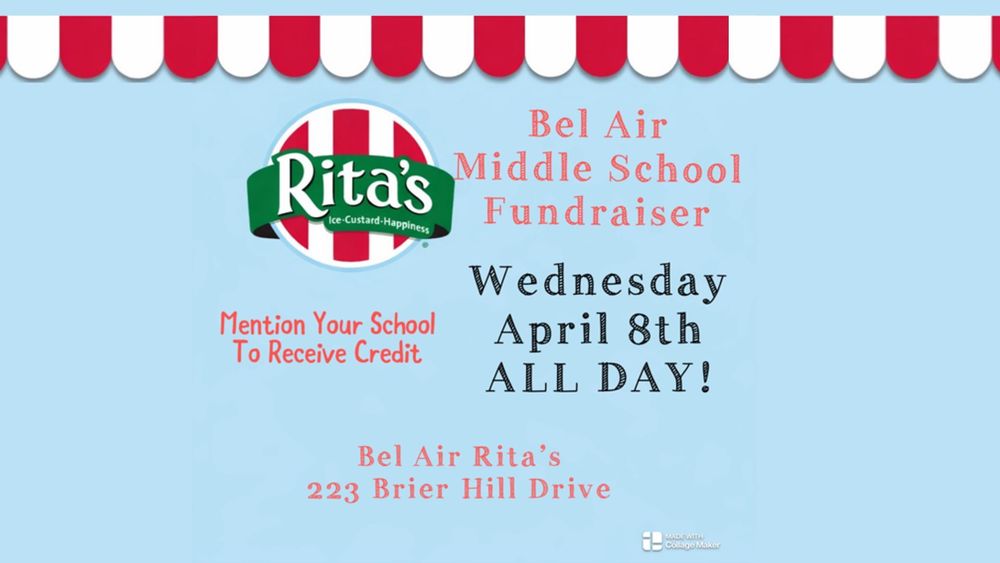 BAMS PTA Fundraiser at Rita's on 4/8/26 Flyer