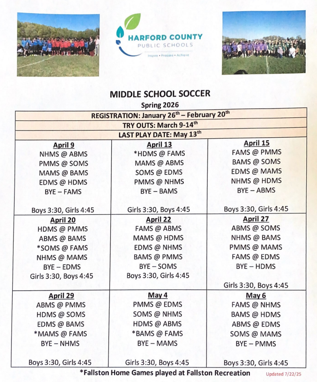 Soccer schedule