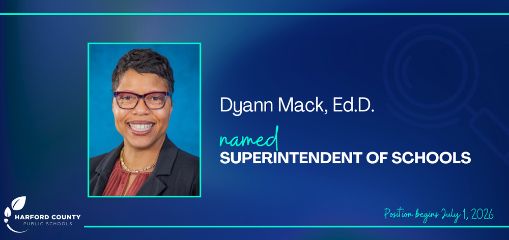 Graphic that shows a photo of Dr. Dyann Mack and says "Dyann Mack, Ed.D., named Superintendent of Schools"