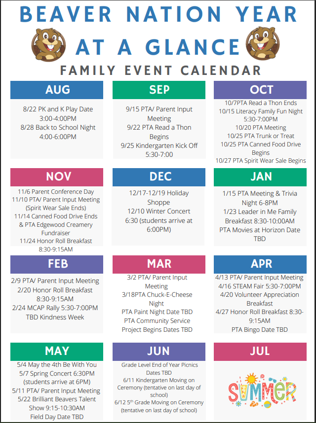 parent involvement events at riverside from august 25 to june 26