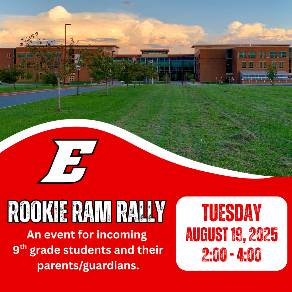An image of Edgewood High School with information about the Rookie Ram Rally contained in the text.