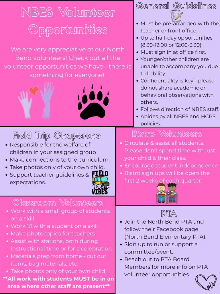 NBES Volunteer Opportunities and Info Graphic
