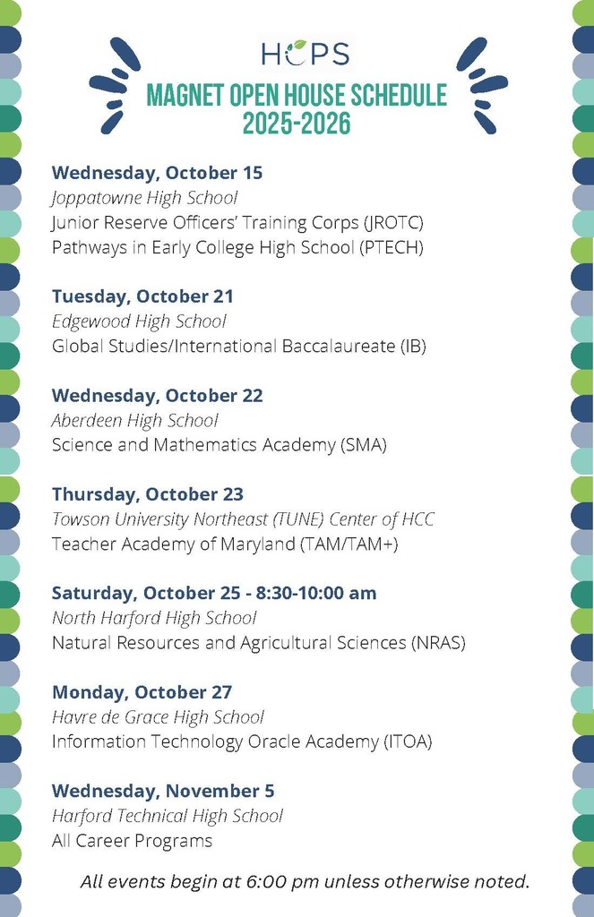 Magnet School Open House Dates