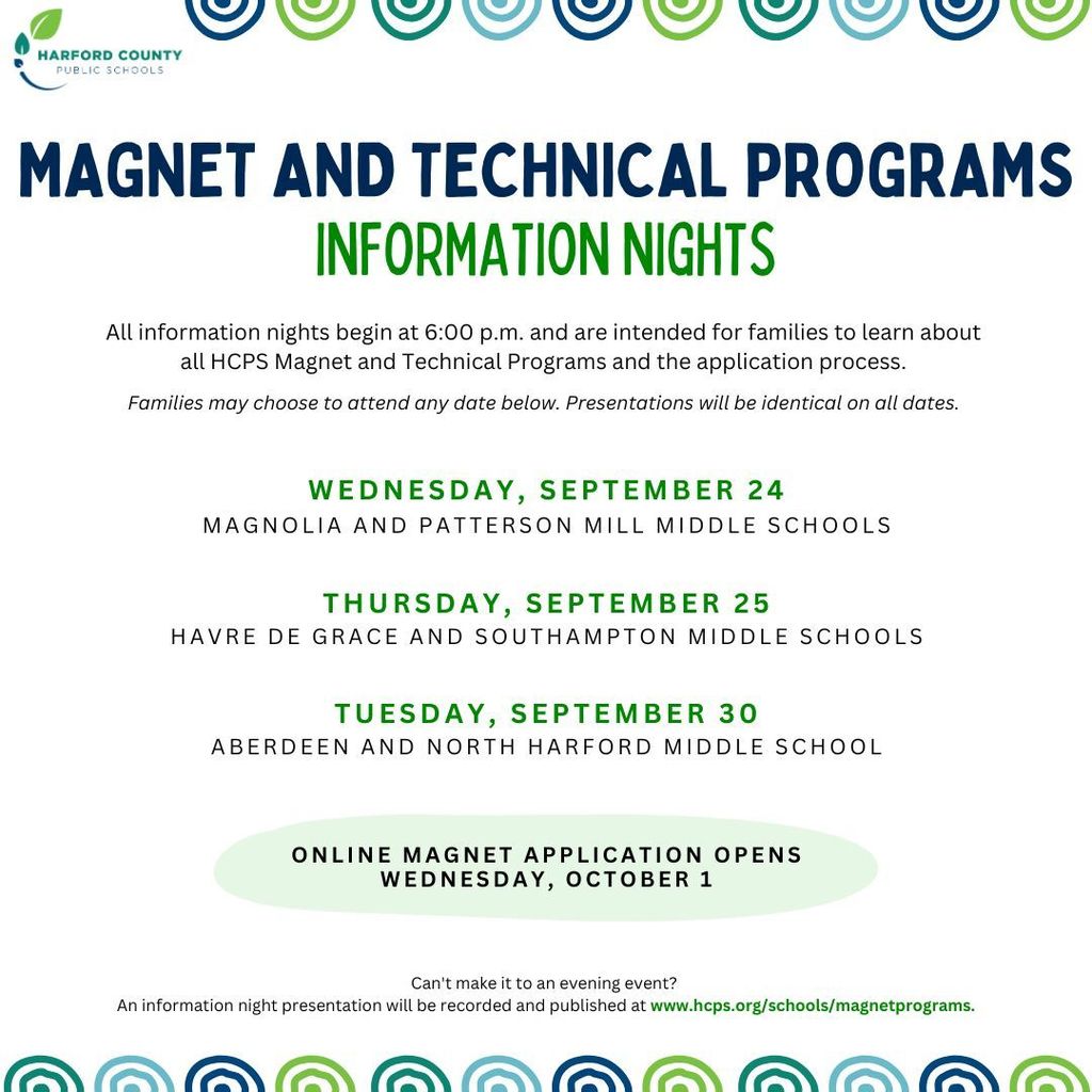 Magnet and Technical Programs information Nights graphic