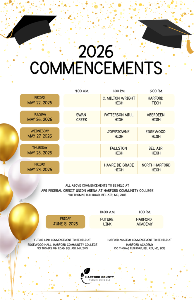 2026 Commencement Schedule Harford Tech-May 22