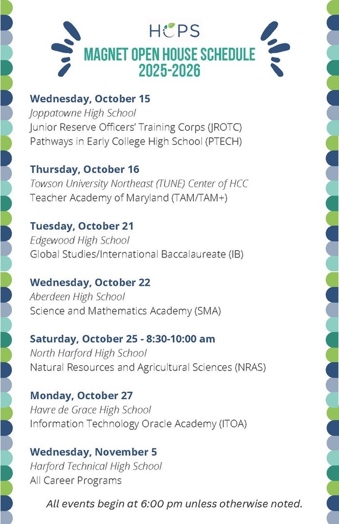 Magnet Open House Schedule