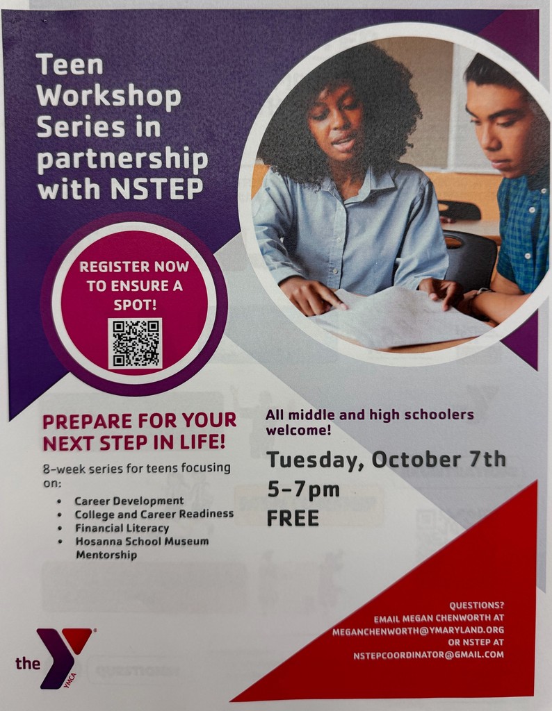 Teen Workshop at th eY Tues Oct 7th from 5-7pm