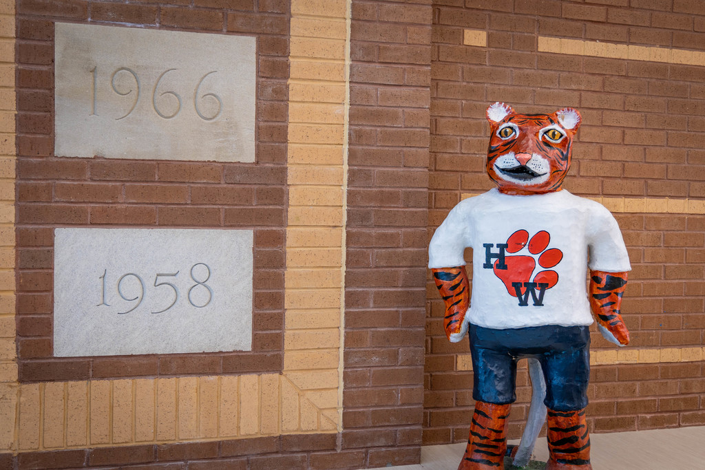 Homestead-Wakefield statue in the lobby. it's a tiger with a white shirt standing next to two capstones. One from 1966, the other from 1958.