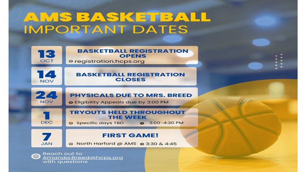 There are important dates for the upcoming Basketball season for ABMS. 