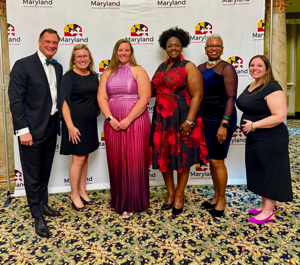 A collection of HCPS teachers and staff pose at the Maryland Teacher of the Year gala.
