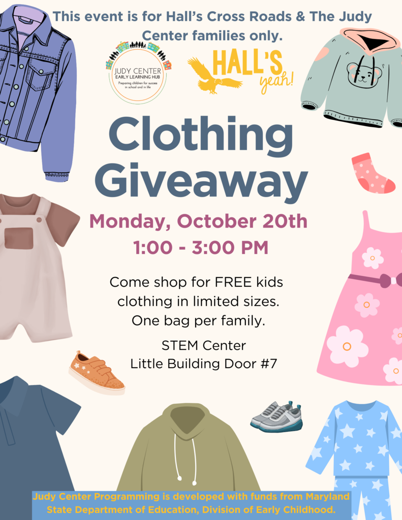 clothing giveaway flyer in english