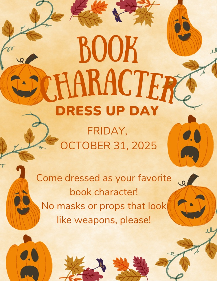 flyer for book character dress up day