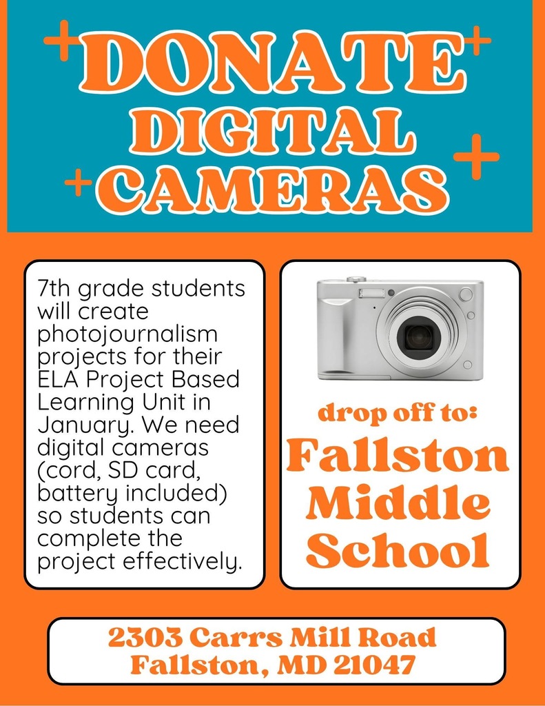 7th grade writing teachers need old digital cameras for a project.