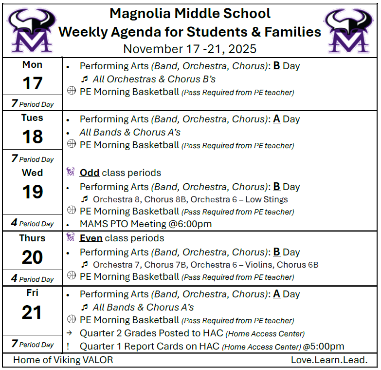 MAMS Weekly Agenda, Nov 17-21, 2025!
