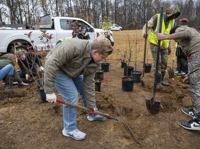 This tree planting was made possible through funding from Chesapeake Bay Trust and DNR’s 5 Million Trees for Maryland Program under an Urban Trees Grant.