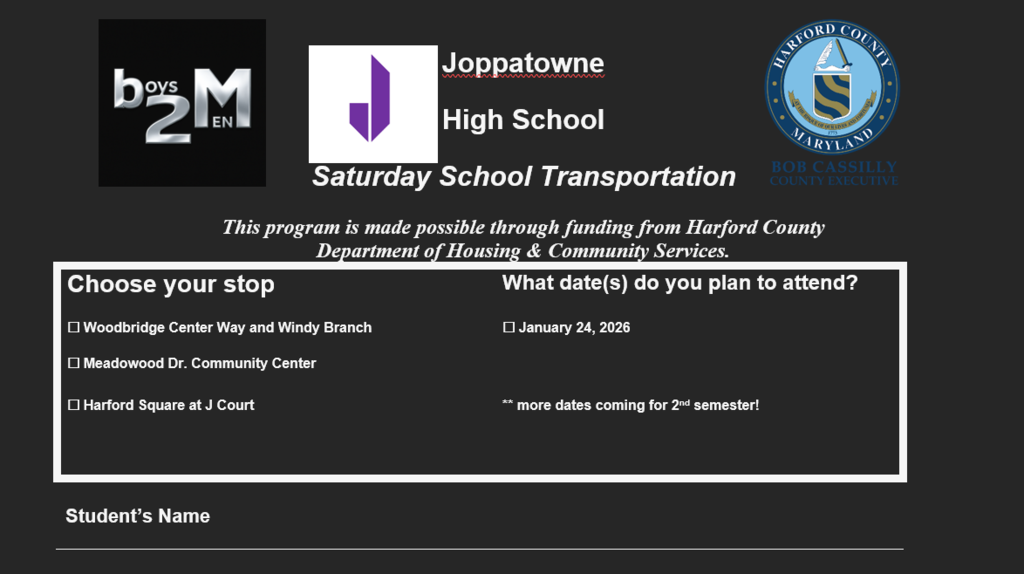 Saturday School Transportation