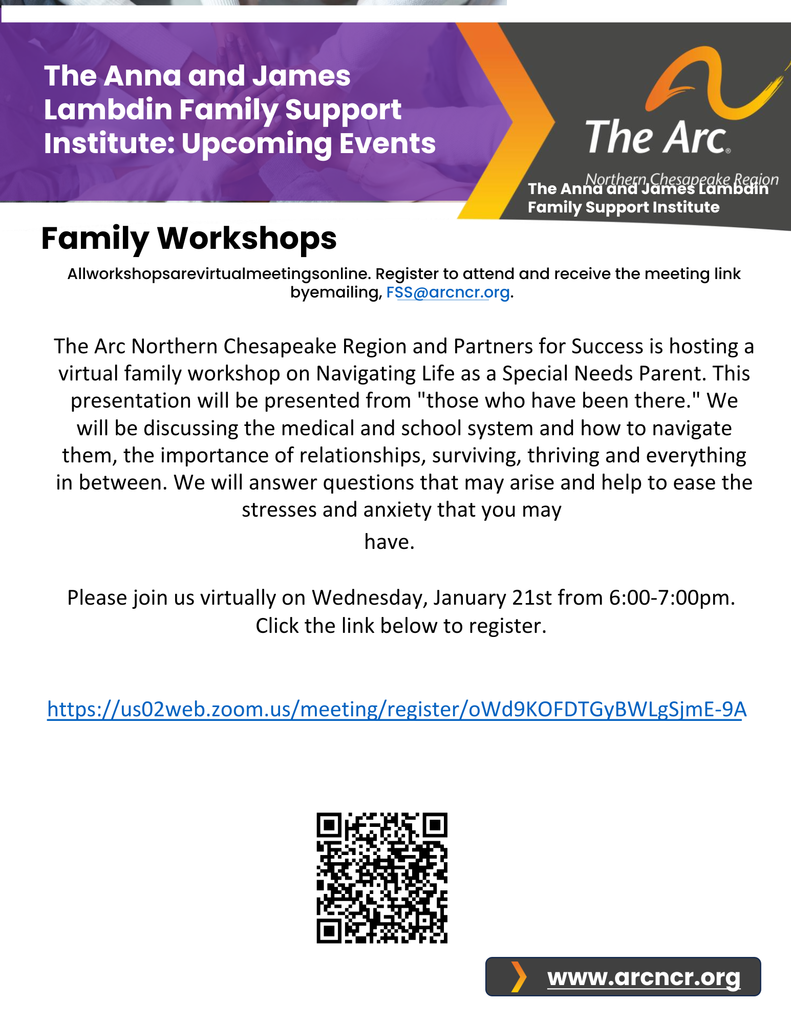 information on a family workshop through the ARC