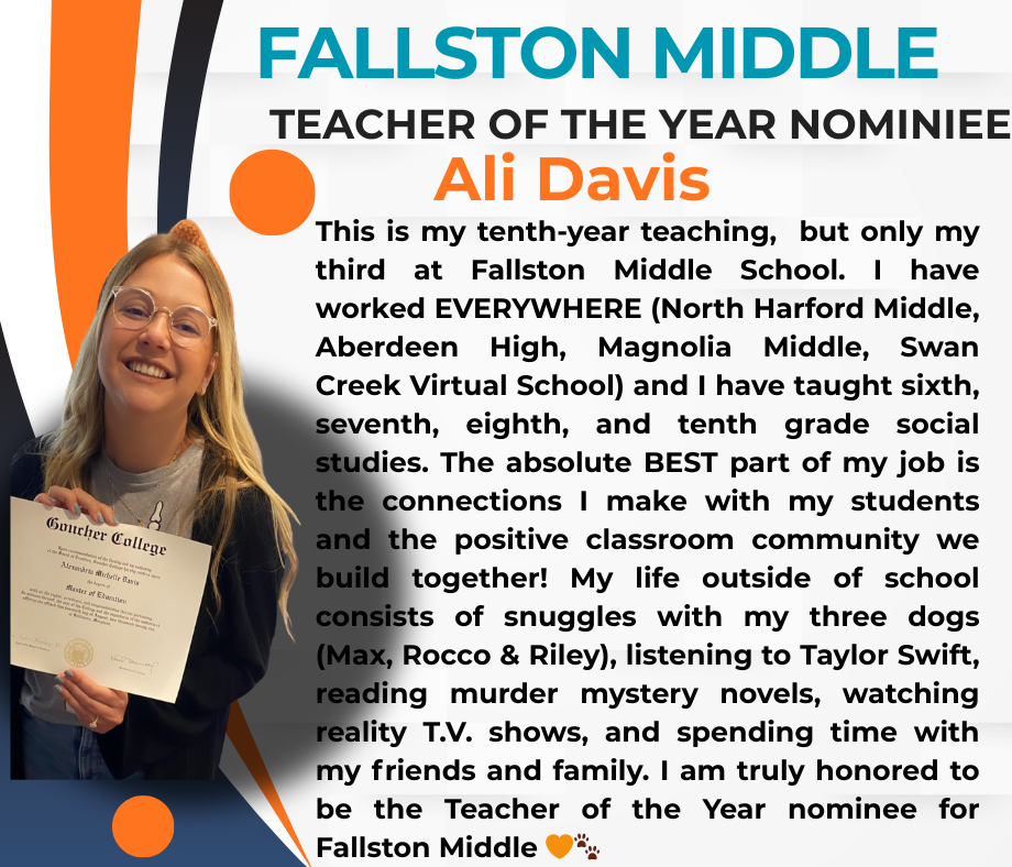 Fallston Middle School Teacher of the Year Nominee