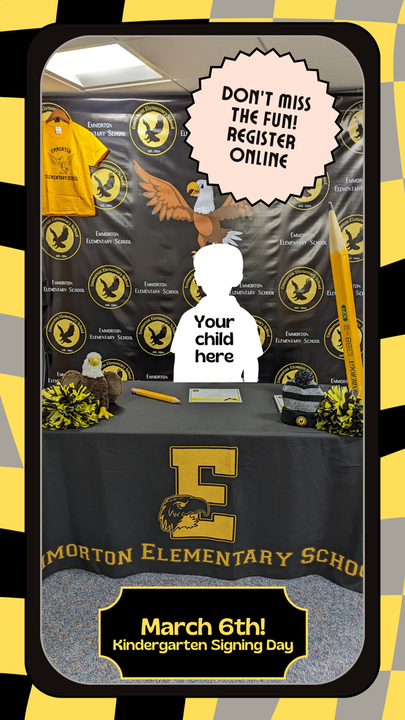 Kindergarten Signing Day Image of a silhouette standing in front of an Emmorton Elementary School background