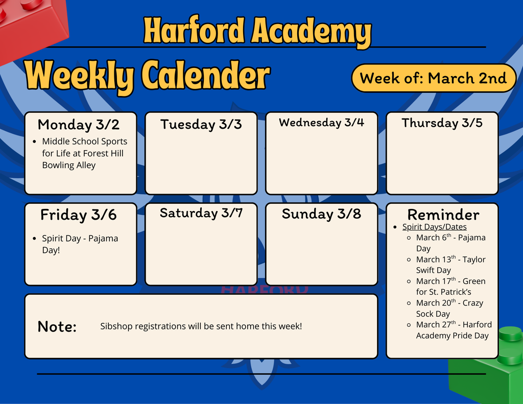 weekly reminder for 3/2