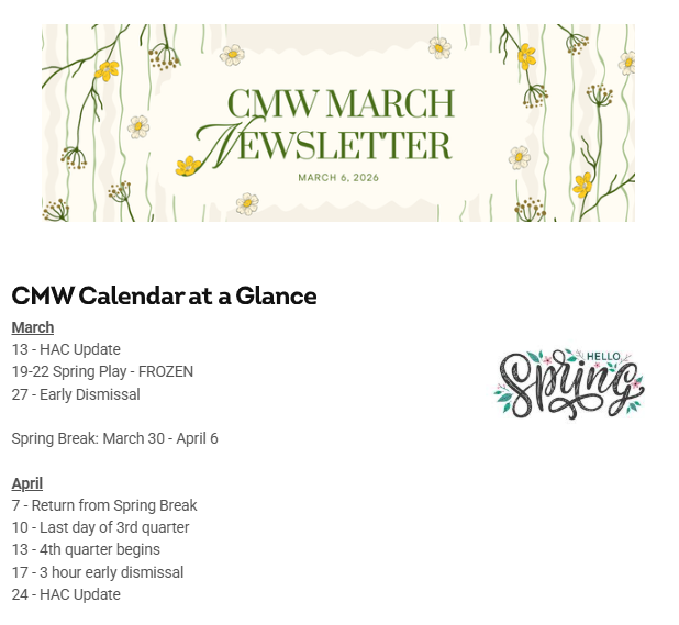 CMW March Newsletter
