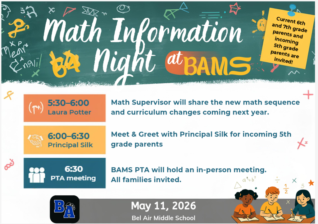 Math night at BAMS on 5/11/26